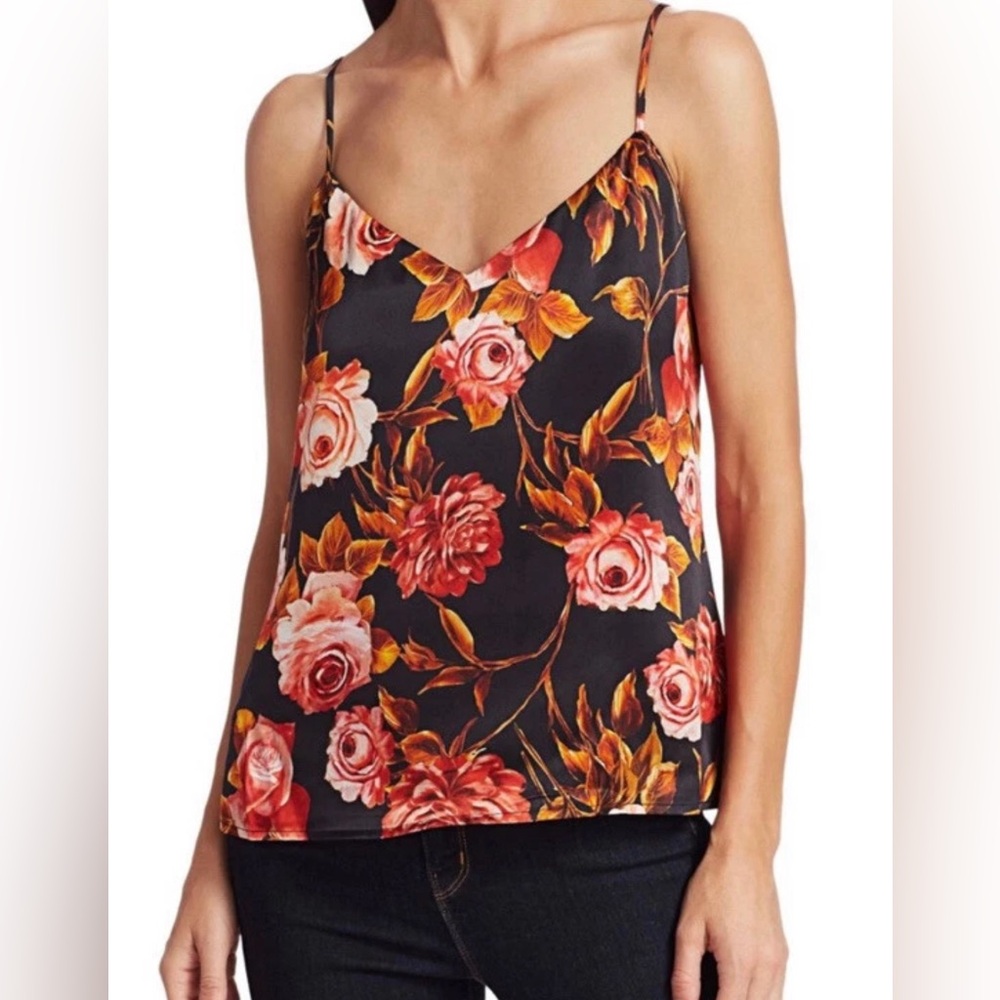 L’Agence “Jane” Rose Print Silk Camisole